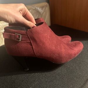 Dark Red Suede Burgundy Booties